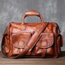 Rsslyn Genuine Leather Bags for Men Briefcase 9 Pockets Luxury Birthday Gift Brown Leather LMF24-302