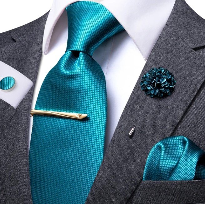 Rsslyn 5pcs/SET Solid Color Necktie,Cufflinks,Mens Hanky,Corsage for Junior Promenade