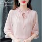 Rsslyn Blouses for Women Feminine Delicate Green Tops for Women Rose Petal Collar LMF24-309