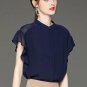 Rsslyn OL Dark Blue Elegant Women Shirts with Lace New Fashion Long Sleeve  Female Clothing Blusas
