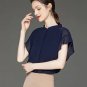 Rsslyn OL Dark Blue Elegant Women Shirts with Lace New Fashion Long Sleeve  Female Clothing Blusas