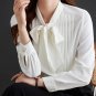 Rsslyn OL White Elegant Blouses Timeless Fashion Ruffled Blouses for Women with Bow LMF24-312