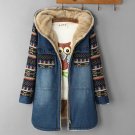 Rsslyn Fashion Denim Jacket Ethnic Pattern Thicker Fur Long Denim Cotton Coat Hoodies LMF24-321