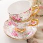 Rsslyn Mothers Day Gift Floral Tea Cups Saucer Free Golden Spoon Vintage Style Personal LMF24-374