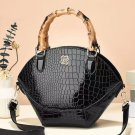 Rsslyn New Black Leather Tote Bag Embossed Crocodile Pattern Retro Bamboo LMF24-400  Bag Handbag