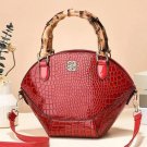 Rsslyn New Fashion Women's Bag Red Totes Retro Bamboo Bag Top Handle  Messenger LMF24-402 Red Purses