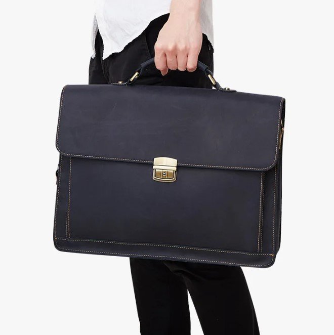 New Blue Shoulder Bags for Men Blue Suit Cases with Flaps Leather Suit Cases Blue Bags LMF24-8