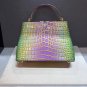 Rsslyn Genuine Leather Gradient Crocodile Pattern Women Handbags Brand Purple Tote Bag LMF24-412