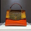 Rsslyn Luxury Bags for Women Thanksgiving Gift Christmas Genuine Leather Bags LMF24-414 Orange Totes