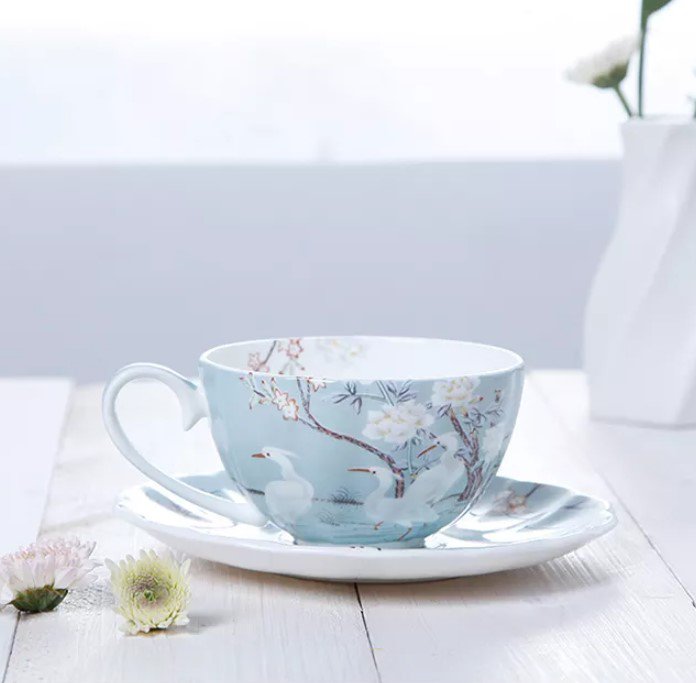 Rsslyn Tea Cup Set Bone China Luxury Gift Friends Creative Sipping Teas Together LMF24-417 Blue Cups
