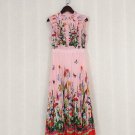 Rsslyn Pink Dress for Women Floral Easter Dresses Pleated Sleeveless Dress LMF24-418