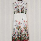 Rsslyn White Dress for Summer Fashion White Dress for Spring Floral Butterfly Prints LMF24-4189