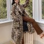 New Trendy Coats for Women Size Large Brown Overcoats for Women Leopard Beautiful Cats LMF24-428