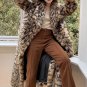 New Trendy Coats for Women Size Large Brown Overcoats for Women Leopard Beautiful Cats LMF24-428