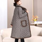 Rsslyn Plaid Coats for Women Black Overcoats Quilted Jackets Cotton Stitching LMF24-434 Plus Sizes