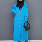 Sweaters for Women Extra Long Cardigan Turquoise Color Knitted Sweaters LMF24-438 Blue Jackets