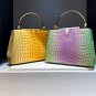 Luxury Gift for Mothers Day Geometric Stone Croc Pattern Fashion Bags Purple Tote Bags LMF24-440
