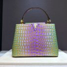 Luxury Gift for Mothers Day Geometric Stone Croc Pattern Fashion Bags Purple Tote Bags LMF24-440