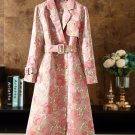 Rsslyn Luxury Trench Coat Spring Jacket for Women Pink Trenchcoat Floral Jacquard LMF24-444 Jackets