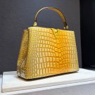 Rsslyn Yellow Leather Bags for Women Genuine Leather Luxury Bags LMF24-472 Luxury Gift Yellow Totes