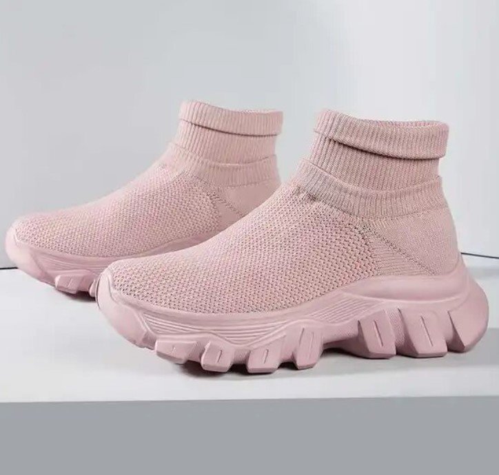 Pink Boots Elastic Boots Comfortable Slip On Lightweight Sneakers Fashion Pink Skechers LMF24-473