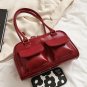 Rsslyn Black Handbags for Women LMF24-494 Double Pocket PU Leather Shopping Underarm Purse