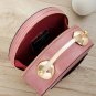 Rsslyn London Clock Bags Life is Too Short Pink Bags for Women LMF24-495 Pink Leather Bags