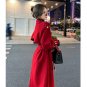 Rsslyn Womens Red Coats Wool Military Style Buckled Shoulders LMF24-516 Oversized Trench Coat