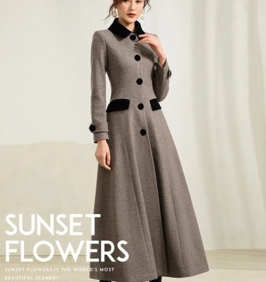 sachin and babi light blue dress READY TO SHIP, Winter Coat, Princess Coat, Plus Size Winter Clothing, Long  Coat, Dark Green Maxi Coat, Belt Coat, Elegant Coat for Women