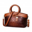 Rsslyn Fashion Bags for Women Brown Leather Handbags LMF24-524 Crocodile Leather Handbag