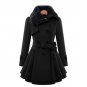 Rsslyn Dress Coat with Silver Button Wool Ruffle Edges Woolen Dress for Winter Sassy Coats