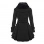 Rsslyn Dress Coat with Silver Button Wool Ruffle Edges Woolen Dress for Winter Sassy Coats