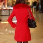 Rsslyn Medium Size Black Overcoat Dress for Women Black Trench Coat Black Wool Detachable Fur Collar