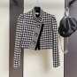 Rsslyn Black Jacket Crop Top Jackets Wool Plaid Houndstooth Design Fashion Jacket for Women