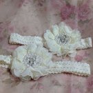 Rsslyn 2 Lacy Headbands for Girls Ivory White Girls Fashion Headands Wedding Headbands