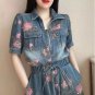 Rsslyn Denim Dress for Women's V Neck Short Sleeve Cotton Stylish Denim Dress Casual Wardrobe