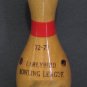 Early Bird Bowling League Wood Pin High Game 184 Trophy - 1973 Vintage 4"