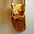 Fringe Shoulder Bag with Wolf Paw Design and Silver Concho