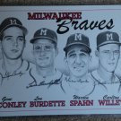 Milwaukee Braves Spahn Burdette Conley Willey signed autographed 11x14