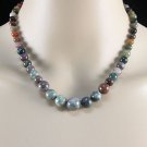 Nice-looking 12mm multicolor natural India agate necklace