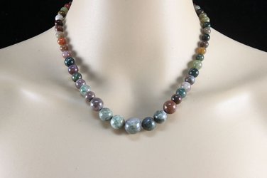 Nice-looking 12mm multicolor natural India agate necklace