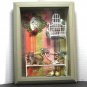Cat with birds shadow box assemblage