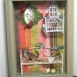 Cat with birds shadow box assemblage