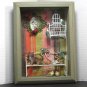 Cat with birds shadow box assemblage