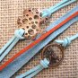Aqua copper leather strap Steampunk bracelet Free Shipping