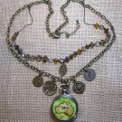 Steampunk necklace working watch Australia map Free Shipping
