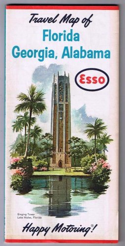 Florida Georgia Alabama Esso Road Map 1963 Singing Tower