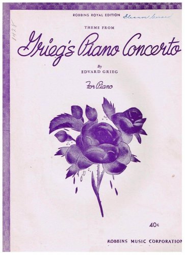 Grieg's Piano Concerto Sheet Music Edvard Grieg