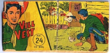 VINTAGE Norwegian Comic Book Vill Vest Number 24 Norway 1957