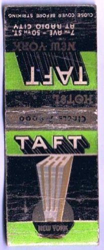 LION New York City Matchbook Cover The Taft Hotel Radio City
